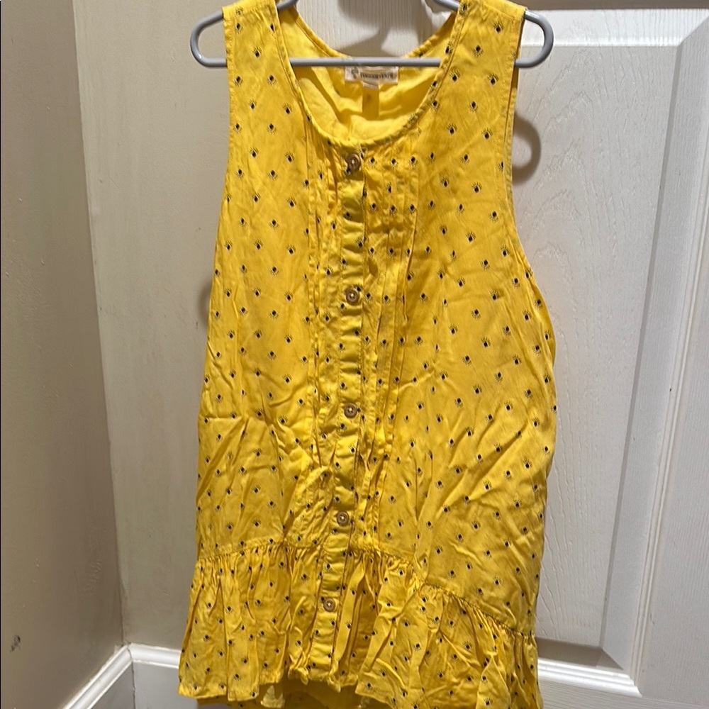Yellow Sleeveless Button-Down Top